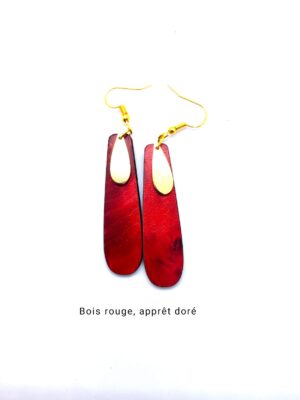 Boucles d’oreilles allongées rouge et or